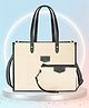 Womanix Canvas Laptop Tote Bag, 14 Inch laptop Tote Bag,Handbag for Travel, Business, Office, Casual Use (Beige Black) 0042 BG BK