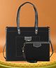 Womanix Canvas Laptop Tote Bag, 14 inch Laptop Bag,Black Shoulder Bag, Casual Briefcase. Handbag for Travel, Office, College,Outing 0042 BK