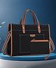Womanix Canvas Laptop Tote Bag, 14 Inch laptop Tote Bag,Handbag for Travel, Business, Office, Casual Use (Black Tan) 0042 BK TN