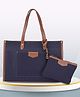 Womanix Canvas Laptop Tote Bag, 14 Inch laptop Tote Bag,Handbag for Travel, Business, Office, Casual Use (Blue Tan) 0042 BL TN