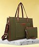 Womanix Canvas Laptop Tote Bag, 14 Inch laptop Tote Bag,Handbag for Travel, Business, Office, Casual Use (Green Tan) 0042 GN TN