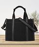 Womanix Canvas Tote Bag 12 inch Work Shoulder Bag Casual small Briefcase Handbag for Travel, Office, College (0045) 0045 BK BK