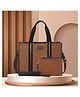 Womanix Canvas Laptop Tote Bag,14 inch Laptop Bag,Brown Shoulder Bag, Casual Briefcase, Handbag for Travel, Office, College 0047 BN BK