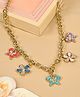 Asthetika Diamond Stone Butterfly Floral Charms Chain Necklace - Multi