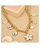 Asthetika Floral Multi Charm Chain Necklace - Pink