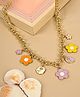 Asthetika Floral Multi Charm Chain Necklace - Purple Yellow Orange