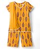 EARTHY TOUCH 100% Cotton Knit Half Sleeves Floral Printed Kurta & Salwar Set With Dupatta - Yellow