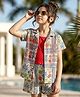 OLLINGTON ST. Crotchet Half Sleeves Printed Shirt & Shorts With Inner Lycra T-Shirt - Multicolor