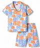 Babyhug Cotton Knit Half Sleeves Co-Ord Shirt & Shorts Night-Suit With Leaf Print - Multicolor
