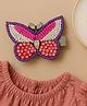 Little Tresses Butterfly Designed Beads & Stones Embellished Hair Clip - Red  & White