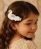 Little Tresses Swan Designed Beads & Stones Embellished Hair Clip - White