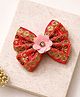 Little Tresses Sequins Stone & Gota Lace Embellished Bow & Floral Applique Detailed Alligator Hair Clip - Dark Peach
