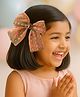 Little Tresses Beads & Gota Lace Embellished Embroidered Bow Applique Detailed Alligator Hair Clip - Peach
