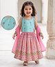 EARTHY TOUCH 100% Cotton Knit Sleeveless Floral Printed Choli Lehenega Set With Dupatta - Light Blue