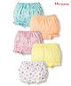Honeyhap Premium 100% Cotton Knit Bloomers with Kitty & Polka Dot Print Pack of 5  With Bio Finish - Bright White Peach Fuzz Tanager Turquoise & Yellow Iris/sweet Lilac