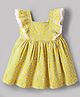 EARTHY TOUCH Cotton Knit  Sleeveless Floral Printed Ethnic Dress - Yellow