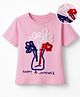 Pine Kids Cotton Knit T-Shirts with Floral Applique Pink 6-7 Years