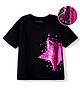 Pine Kids Cotton Knit Half Sleeves T-Shirt With Reversible Sequins - Black