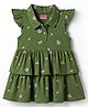 Babyhug Cotton Knit Half Sleeves Frock with Floral Print - Green