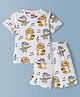 Babyhug Cotton Knit Half Sleeves Co-Ord T-Shirt & Short Night Suit with Animal Print - White