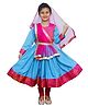 Itsmycostume Kathak Dance Anrakali Costume Set With Dupatta - Firozi & Magenta