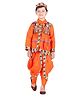Itsmycostume Cotton Full Sleeves Gujarati Kedia Costume Set With Cap - Orange