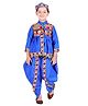 Itsmycostume Cotton Full Sleeves Gujarati Kedia Costume Set With Cap - Blue