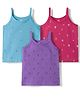 Zero Sinker Knit Sleeveless Printed Slips Pack of 3 - Purple, Pink & Blue