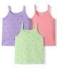 Zero Sinker Knit Sleeveless Slips With Floral & Butterfly Print Pack of 3 - Lilac Coral & Green