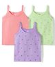 Zero Sinker Knit Sleeveless Slips With Butterfly & Floral Print Pack of 3 - Lilac Coral & Green