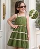 Hola Bonita 100% Cotton Woven Sleeveless Frock With Lace Detailing - Olive Green