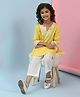 BIBA Cotton Woven Three Fourth Sleeves Glitter & Lace Embellished Floral Printed Kurti & Pant Set - Orange