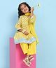 BIBA Cotton Woven Three Fourth Sleeves Lace Embellished Floral Printed Kurti Salwar Set With Dupatta Set - Yellow