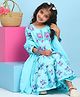 BIBA Cotton Woven Three Fourth Sleeves Floral Printed Kurti & Salwar With Dupatta Set - Blue
