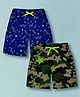 Plum Tree 100% Cotton Knit Pack Of 2 Skateboard & Camouflage Printed Shorts - Blue & Beige