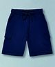 Plum Tree 100 % Cotton Knit Solid Cargo Shorts - Dark Navy