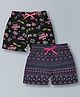 Plum Tree 100% Cotton Knit Pack Of 2 Typography & Abstract Printed Shorts - Black & Navy Blue