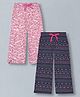 Plum Tree 100% Cotton Knit Pack Of 2 Typography & Abstract Printed Wide Leg Pants - Black & Pink