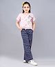 Plum Tree 100% Cotton Knit Half Sleeves Gillter Embellished Unicorn Printed Top & Pant Set - Baby Pink
