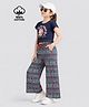 Plum Tree 100% Cotton Knit Half Sleeves Glitter Embellished Unicorn Printed Top & Pant Set - Navy Blue