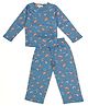 BABY CLOSET Cotton Knit Full Sleeves Space Theme Printed Tee & Pajama  Night Suit - Dusty Blue