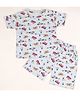 BABY CLOSET Cotton Knit Half Sleeves Vehicles Printed Tee & Shorts Set - Light Blue