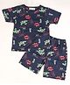 BABY CLOSET Cotton Knit Half Sleeves Sports Text Printed Tee  & Shorts Set - Navy Blue