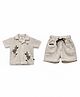 CRUNCHY NACHOS Knitted Knit Half Sleeves Floral Embroidered Shirt & Shorts Set - Cream