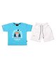 CRUNCHY NACHOS Knitted Half Sleeves Nature Theme Printed Tee & Shorts Set - Sky Blue