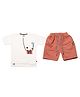 CRUNCHY NACHOS Knitted Knit Half Sleeves Smiley Printed Tee & Shorts Set - White