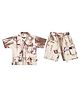 CRUNCHY NACHOS Knitted Knit Half Sleeves Abstract Printed Coordinating Shirt & Shorts Set - Brown