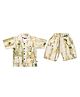 CRUNCHY NACHOS Knitted Knit Half Sleeves Abstract Printed Coordinating Shirt & Shorts Set - Lime Green