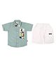 CRUNCHY NACHOS Cotton Woven Half Sleeves Guitar Embroidered Shirt & Shorts Set - Seaweed Green
