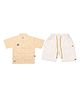 CRUNCHY NACHOS Cotton Woven Half  Sleeves Striped  Shirt & Shorts Set - Lemon Yellow